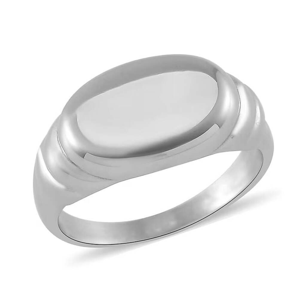 Modern Oval Engravable Signet .925 Sterling Silver Ring Size 11